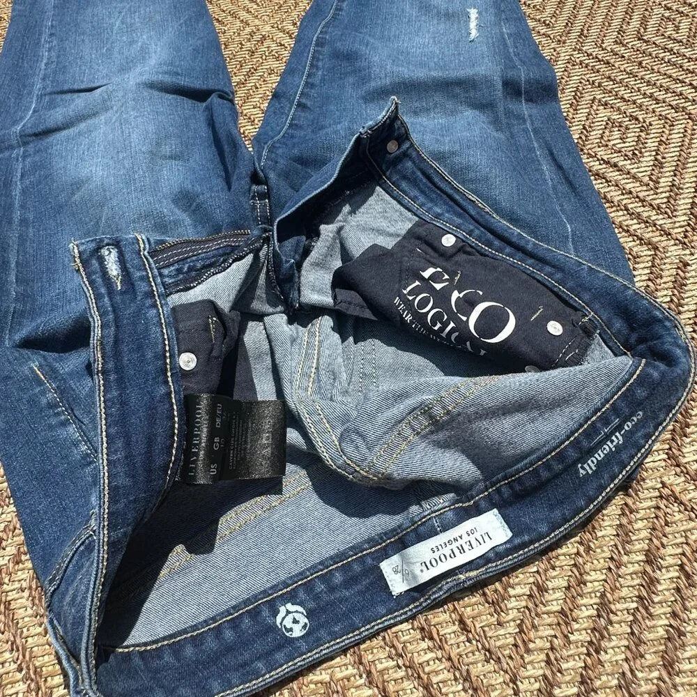 Liverpool Charlie Crop Jeans with Rolled Cuff | Size 6/Size 28 | Mid Wash Blue - Picture 4 of 5